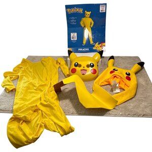 Pokemon Pikachu Child Costume Small 4-6 With Mask Bonus Extra Hat
